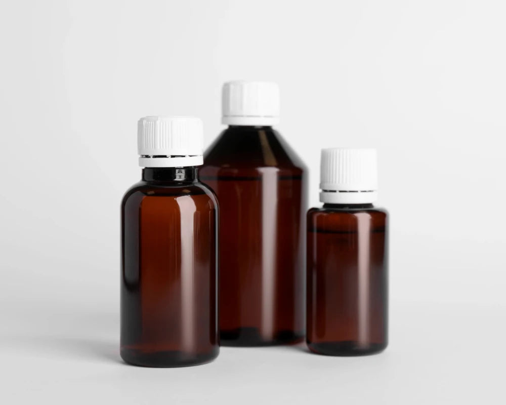 Bottles of compounded liquid medication with adjusted strength and concentration
